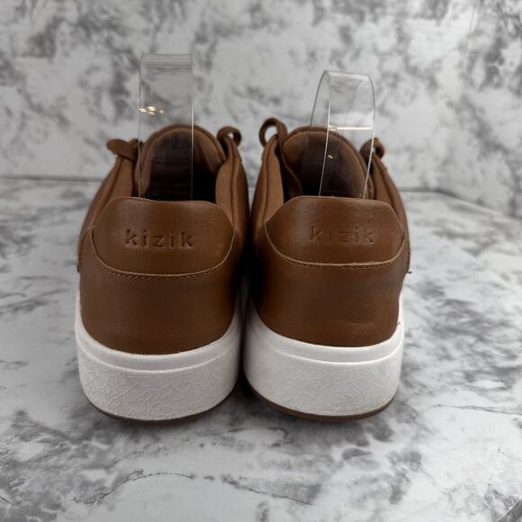 Kizik Mens Vegas Slip On Hands Free Sneakers Size 11 Chestnut Brown Leather - Picture 5 of 11